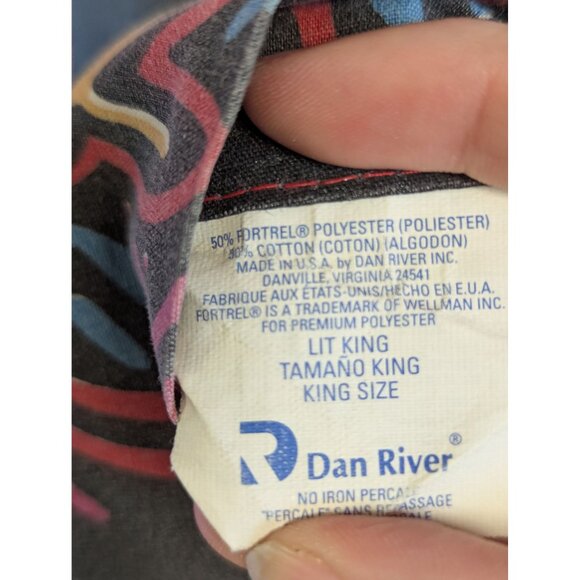 Vintage Dan River Mola Fish King Size Pillowcase 50% Cotton 50% Polyester Handma - Picture 5 of 5